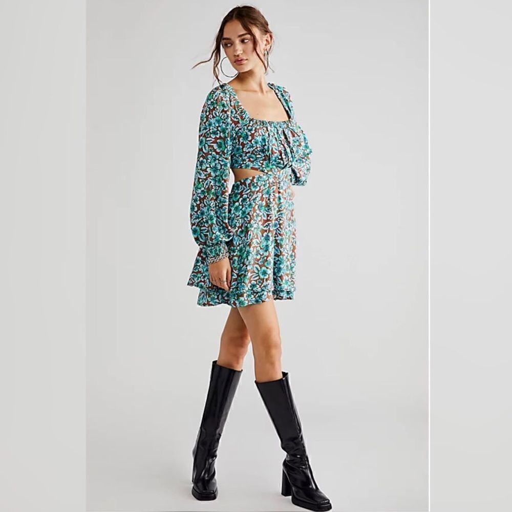 Free People - JAEL PRINTED MINI DRESS IN GINGER SNAP size M